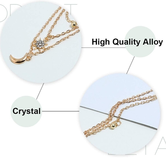 Goldtone Moon Layered Choker Necklace - Picture 4 of 6